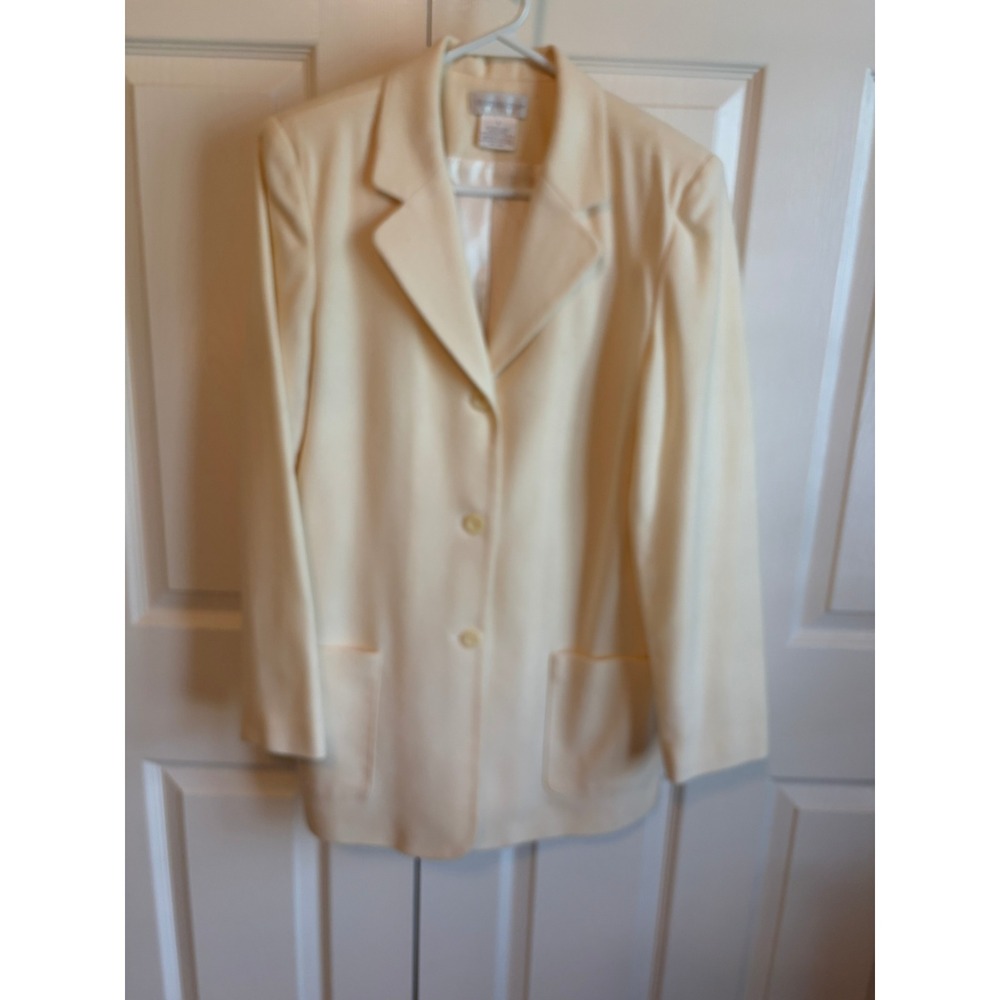 Vintage Worthington 100% Wool Pant Suit Cream Ivory 2pc Set 80s Blazer Pants 6